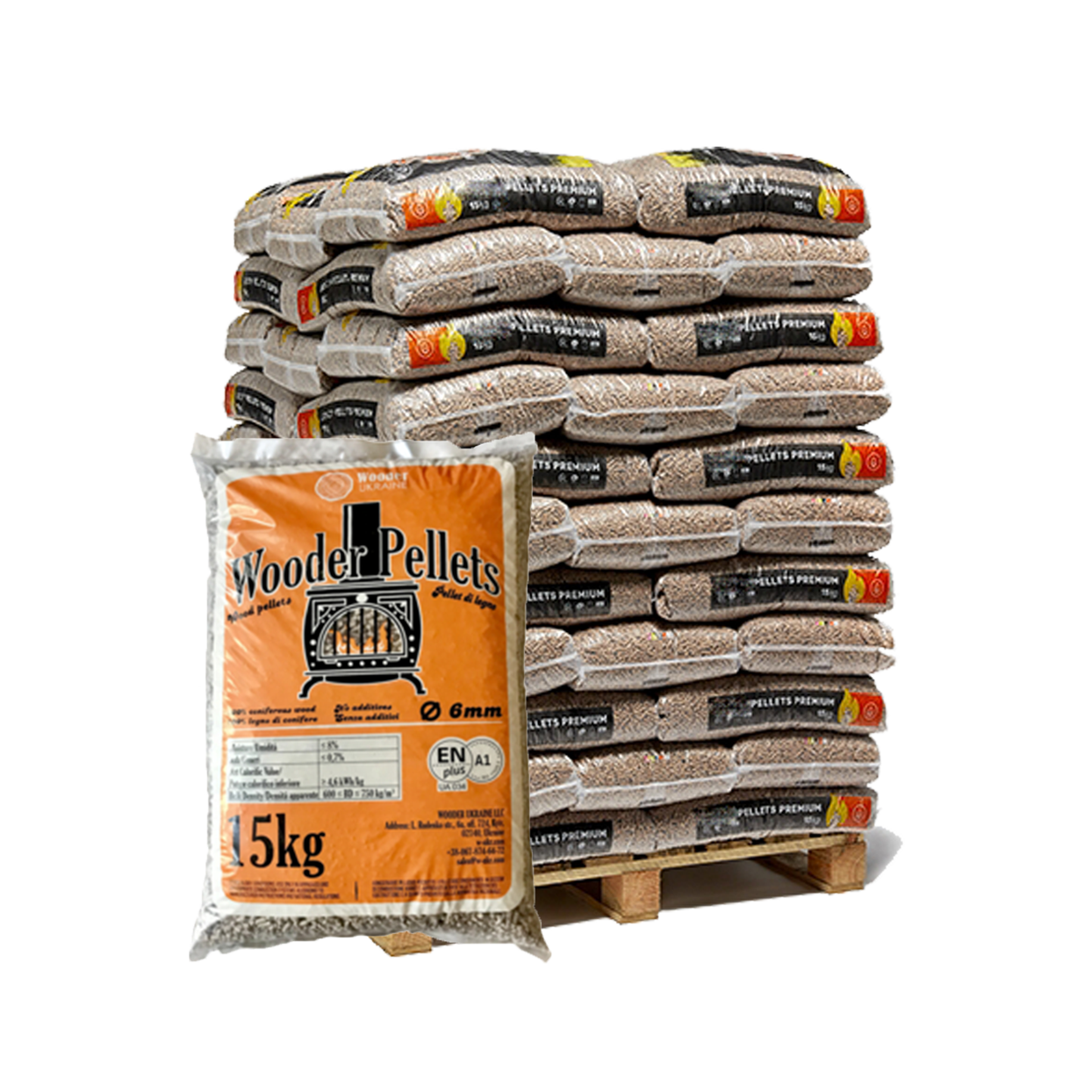 palette de pellets premium Wooder de Pellet Burn